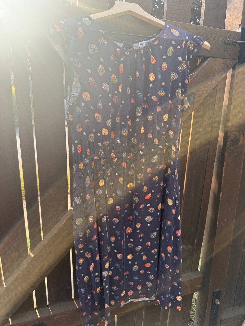 Frock Navy Midi Dress with Colorful Hot Air Balloon Print